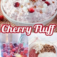 Cherry Fluff Salad Recipe - Filled with pineapple, cranberries, and pecans mixed with creamy Cool Whip and fluffy marshmallows.