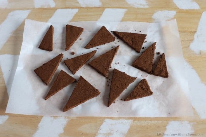 The dough cut into triangles.