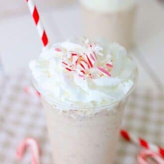 The peppermint shake topped with crushed candy canes.
