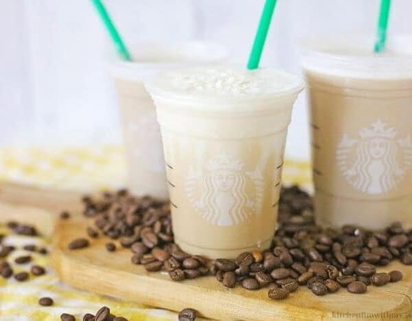 mocha drinks in starbucks cups.