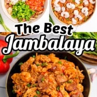 The best Jambalaya recipe -- full of all the spicy, classic flavors you expect from this classic Cajun dish with Andouille sausage.