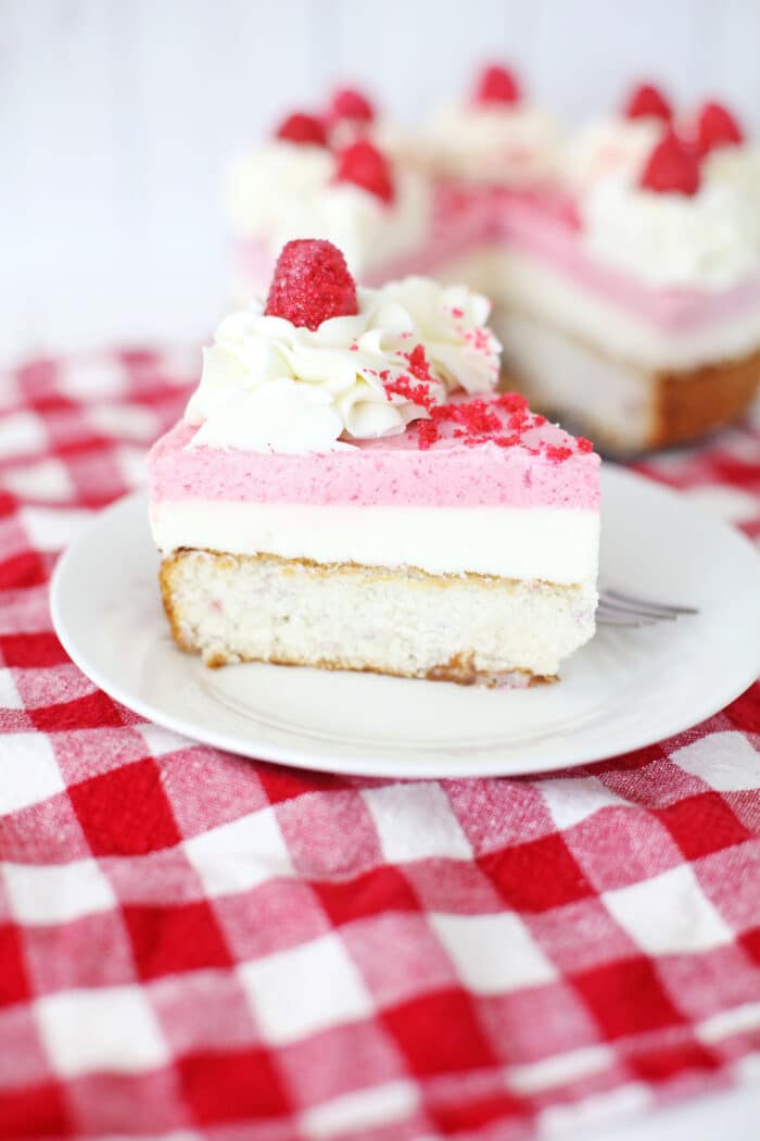 Slice of Raspberry Mousse Cheesecake