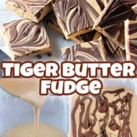 Tiger Butter Fudge - a mouth-watering peanut butter and chocolate swirl fudge recipe.