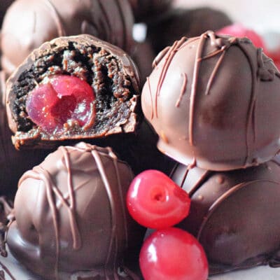 Brownie Truffles with Cherries Feature