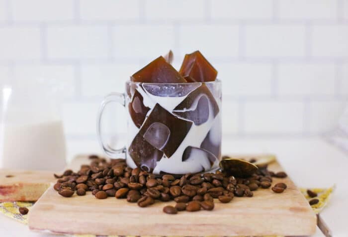 The Coffee Jelly Recipe in a mug.