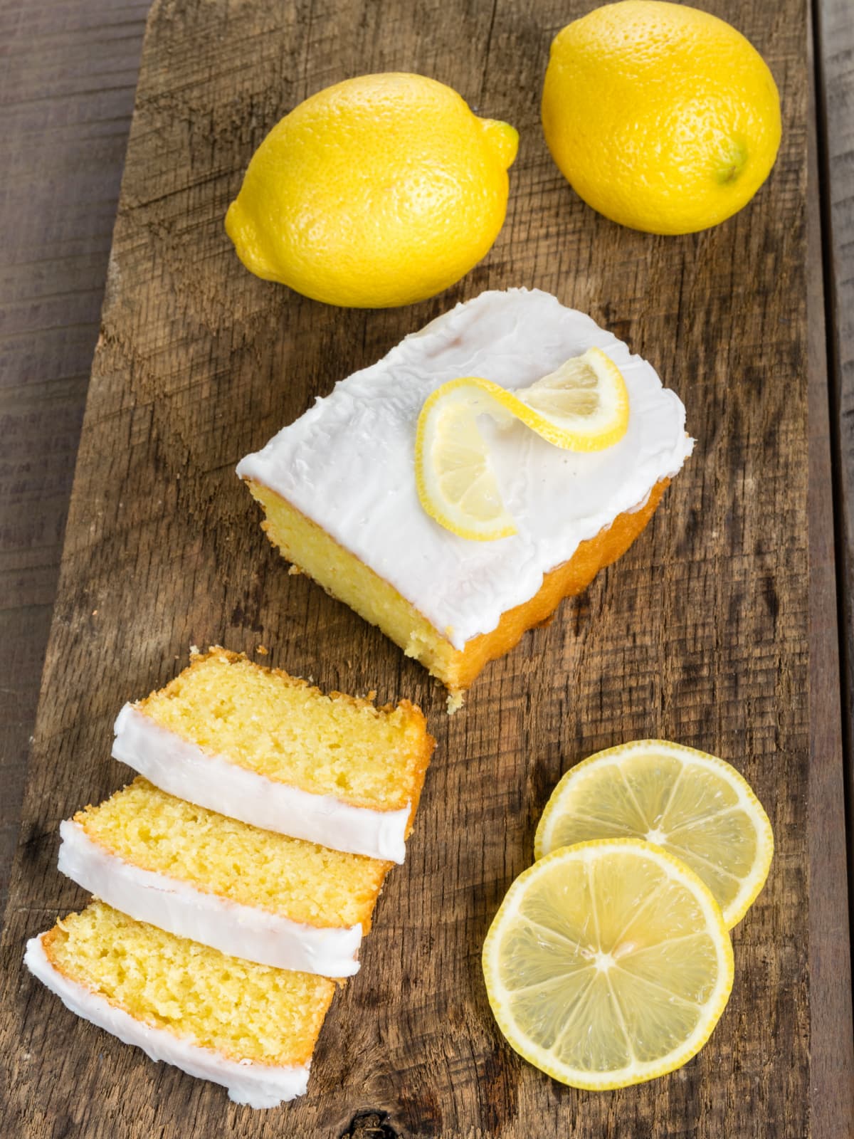 Top of Lemon Loaf Cake sliced