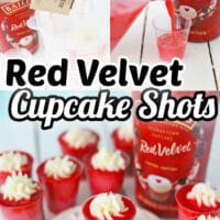 Bailey's Red Velvet Cupcake liquor as the base, topped with vanilla frosting, is a delicious Red Velvet Cupcake Jello Shot for Valentine's Day.