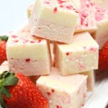 The Strawberry White Fudge stacked on each other.