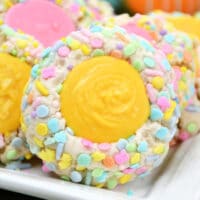 A close up of the Easter Thumbprint cookies.