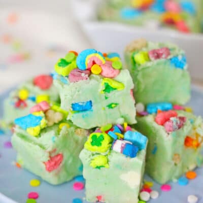 A pile of the Lucky Charms Fudge .