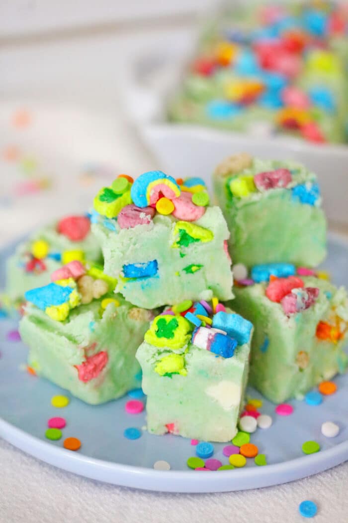 A pile of the Lucky Charms Fudge .