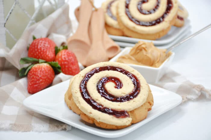 The Peanut Butter and Jelly Cookies with fresh strawberries.