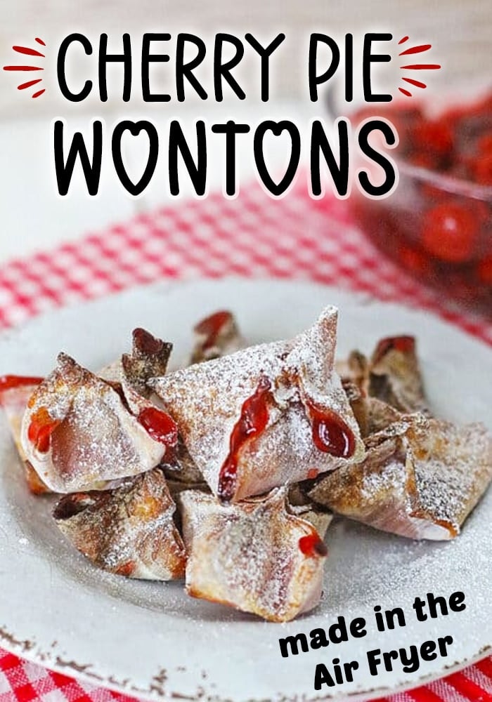 These air fryer cherry pie wontons are made with just a few ingredients, these wontons are crispy and with cherry filling on the inside.