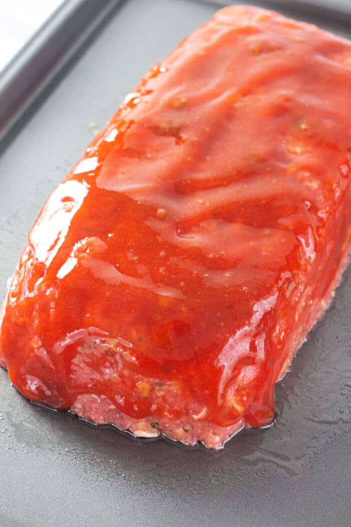 ketchup glaze over the meatloaf.