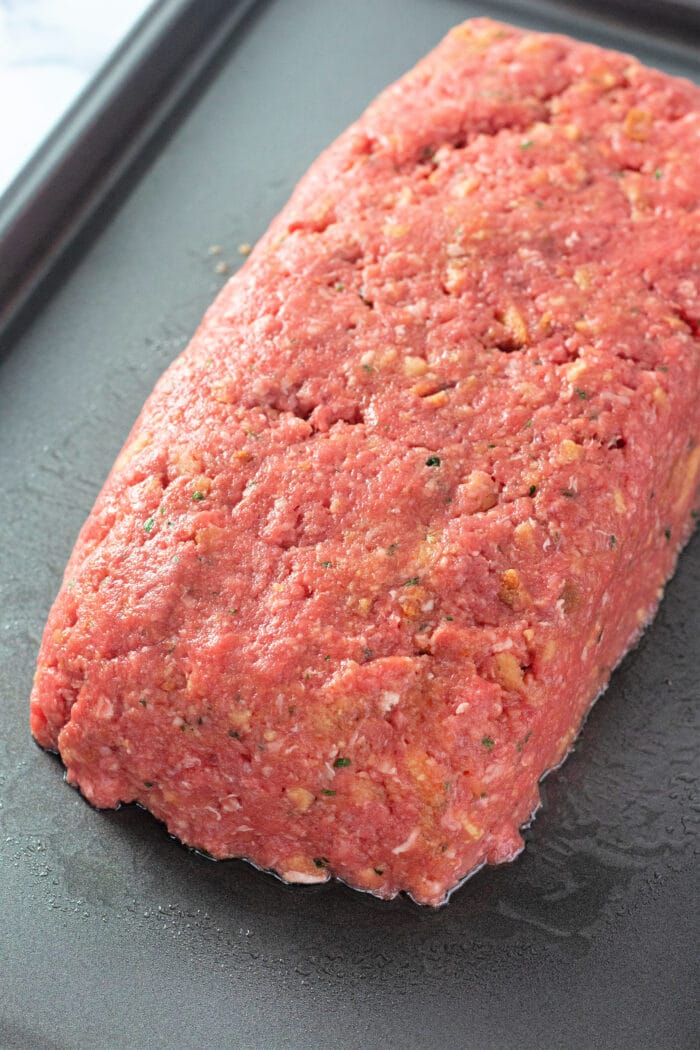 meatloaf formed and ready to be baked.