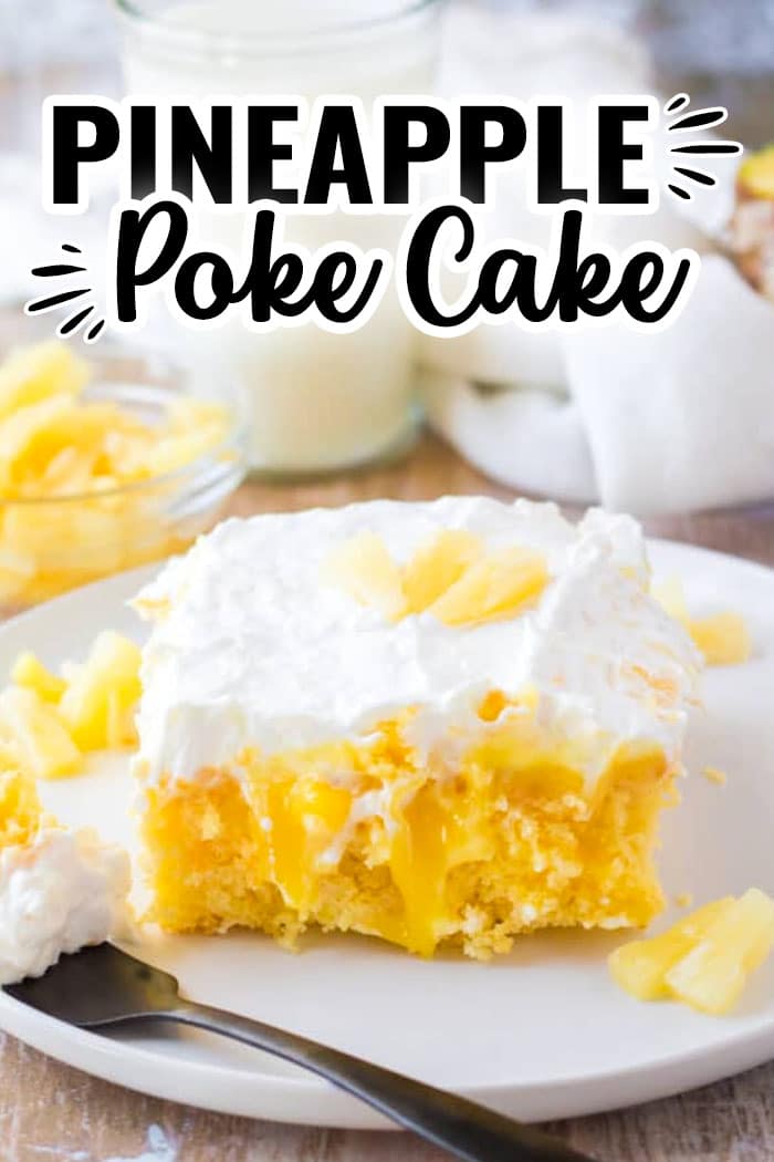 Pineapple Poke Cake is a sweet, tasty and delicious pineapple-infused recipe with a creamy whipped topping. #recipes #dessert