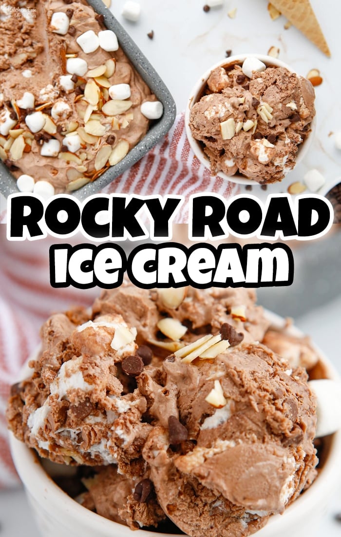 This hassle-free Rocky Road Ice Cream is filled with chopped almonds, mini marshmallows, and mini chocolate chips and can be ready in minutes.