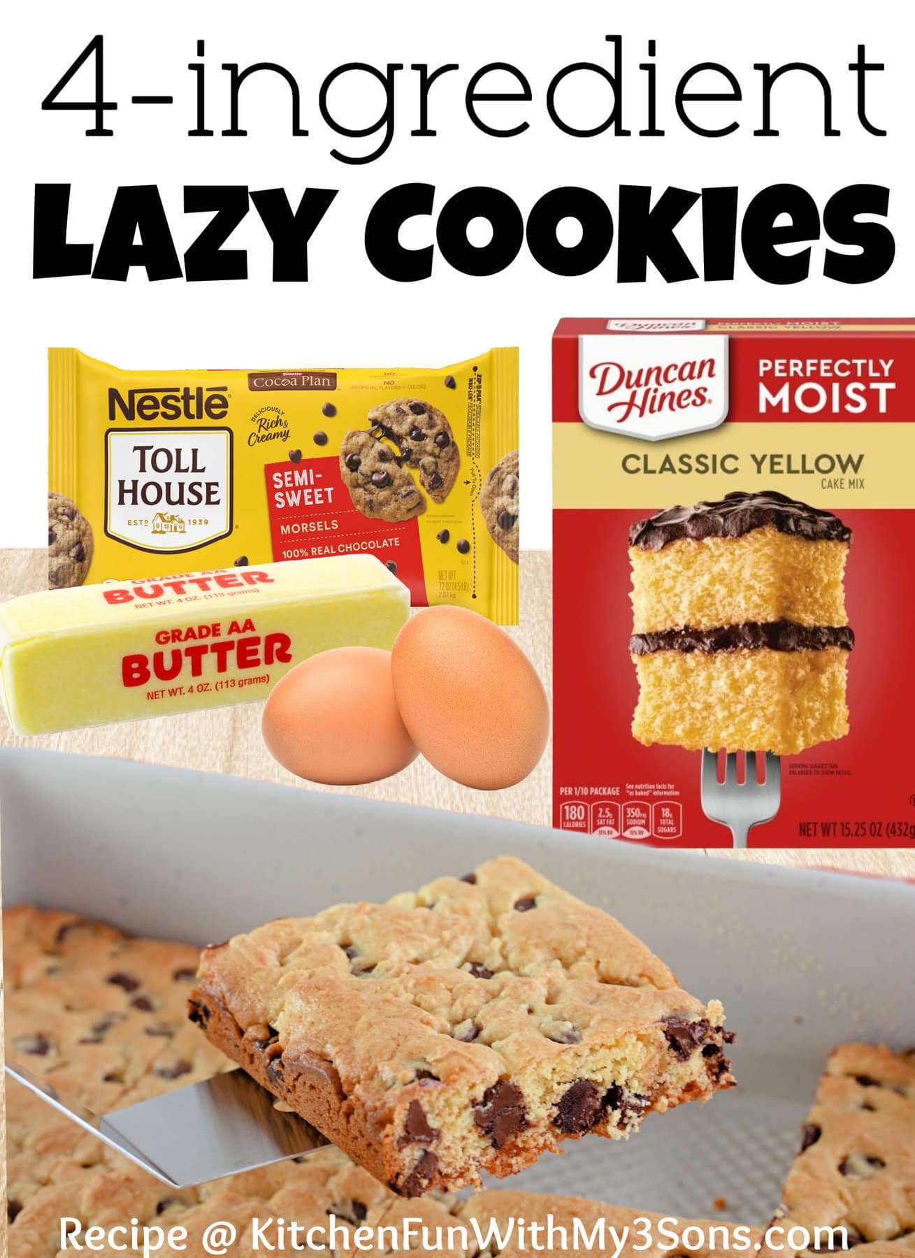 Cake Mix Cookie Bars - Kitchen Fun With My 3 Sons