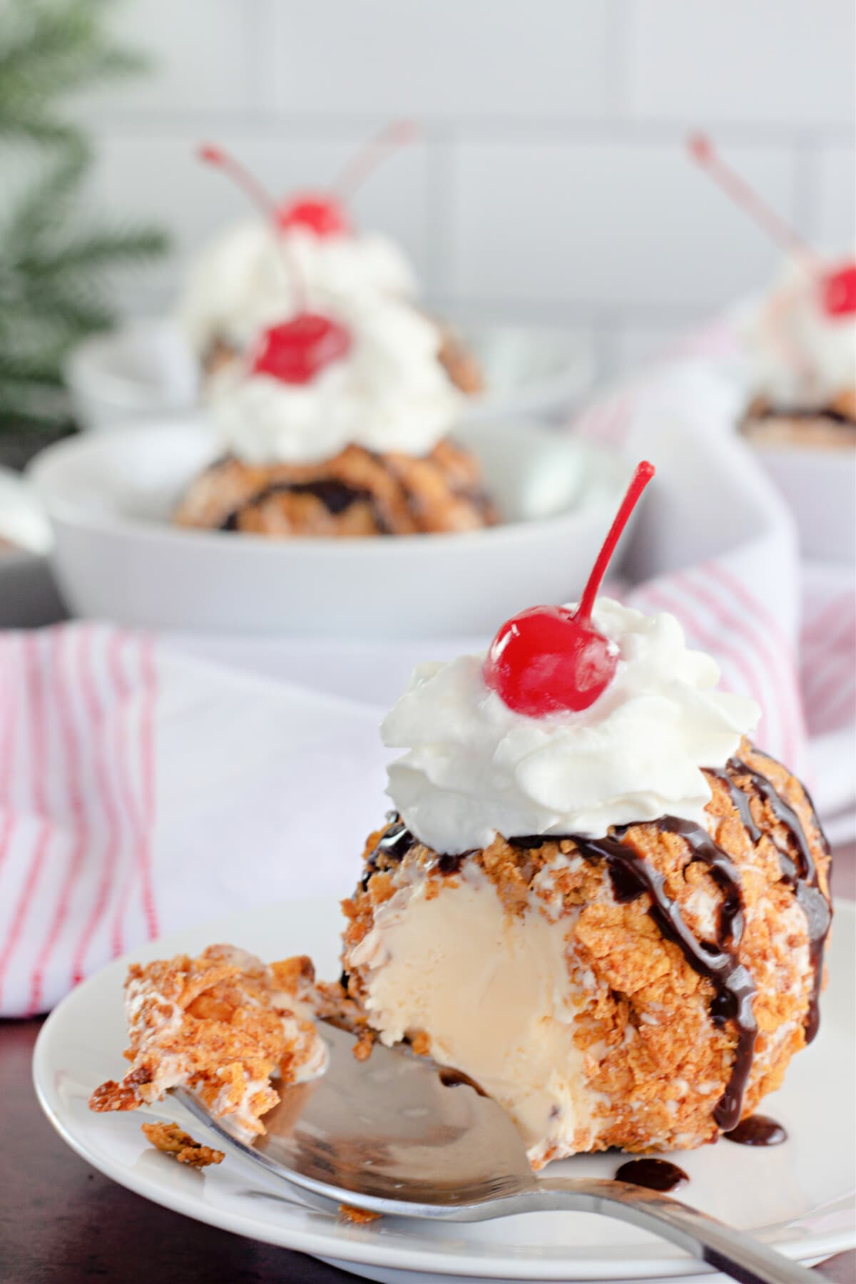 Fried Ice Cream with a spoon