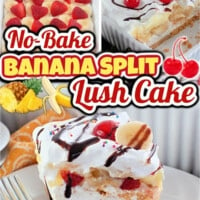 No Bake Banana Split Lush Cake