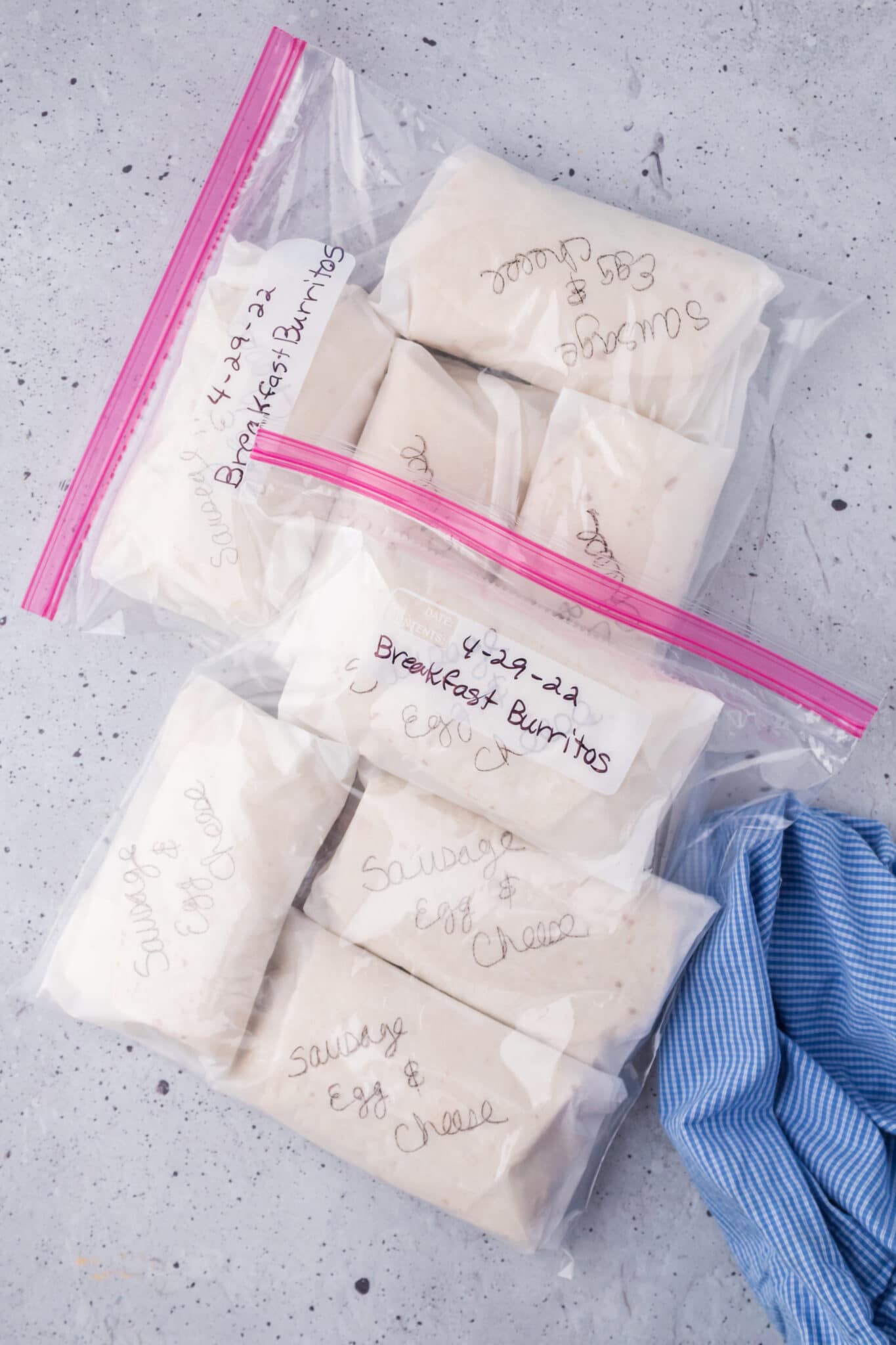 Labeling and putting in freezer bags.