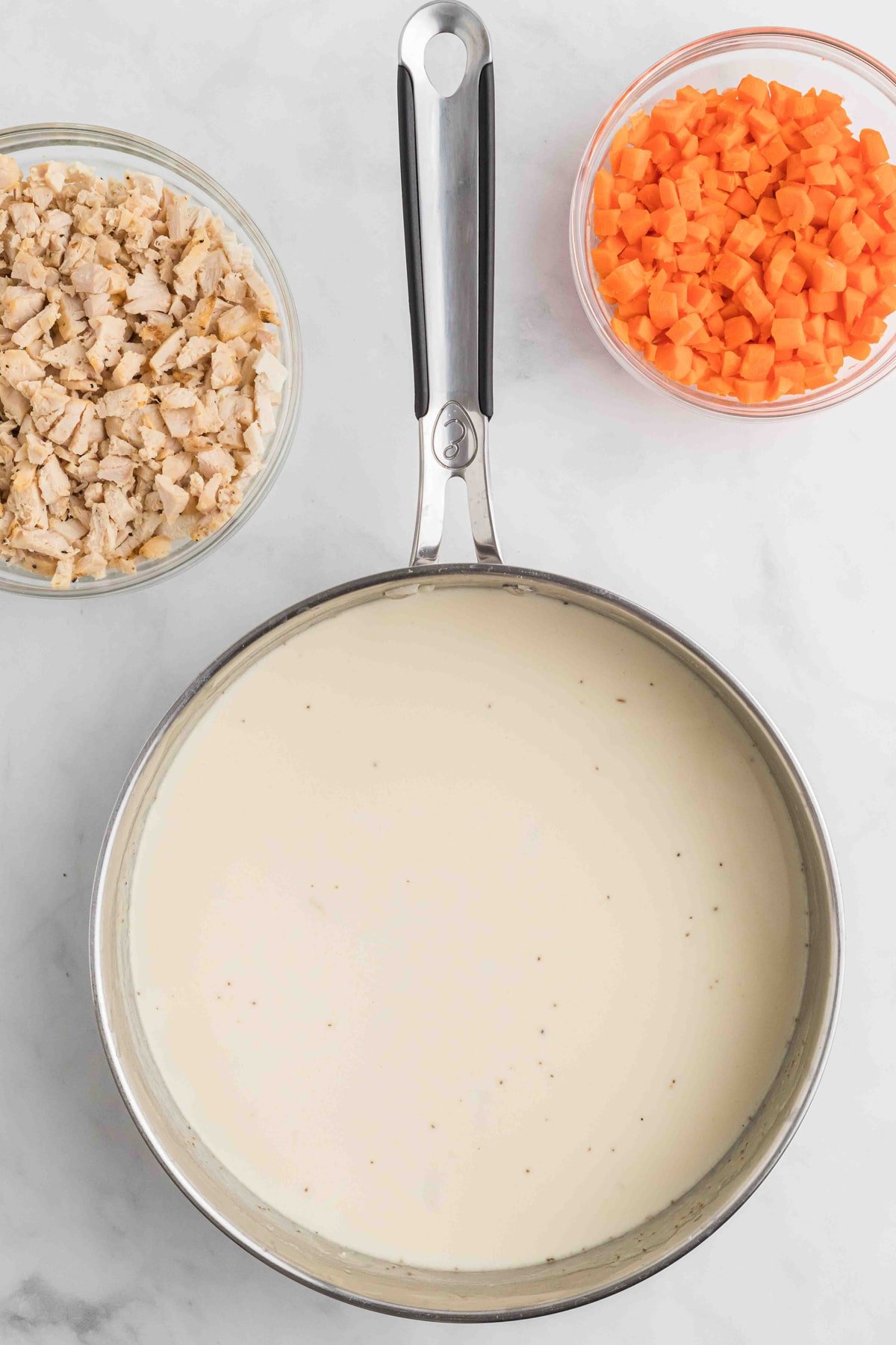 Creamy sauce in a skillet