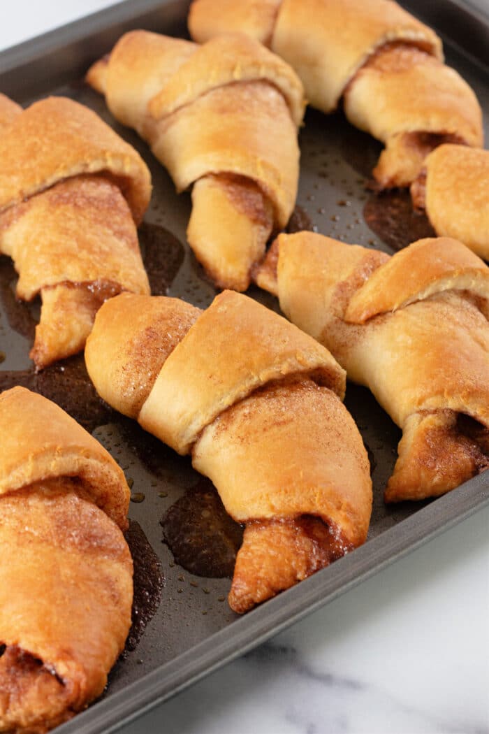 Freshly baked sweet crescent rolls.