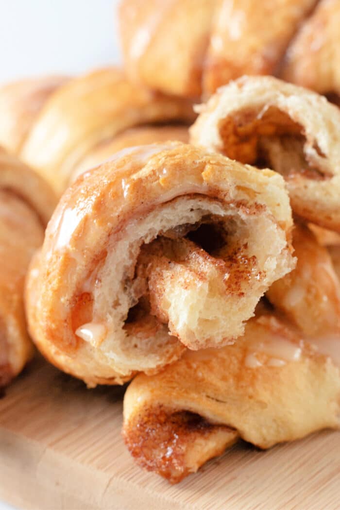the cinnamon swirl inside of a roll