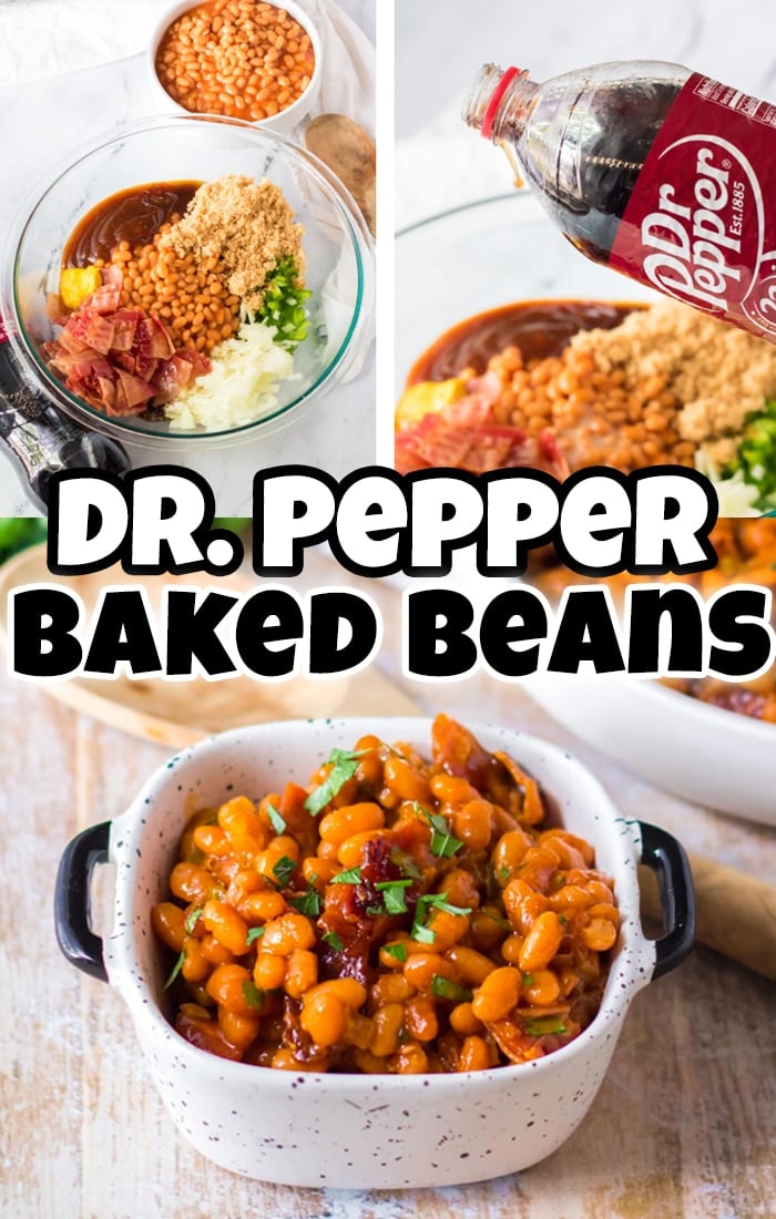 These Dr. Pepper Baked Beans are soft and delicious with crispy bacon mixed in to give it a thick, rich, and savory flavor.