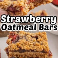 Pinterest title image for Strawberry Oatmeal Bars.