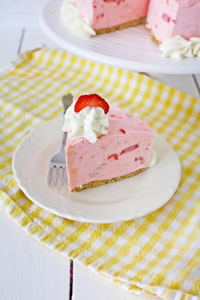 A slice of the Strawberry Pie Cheesecake.