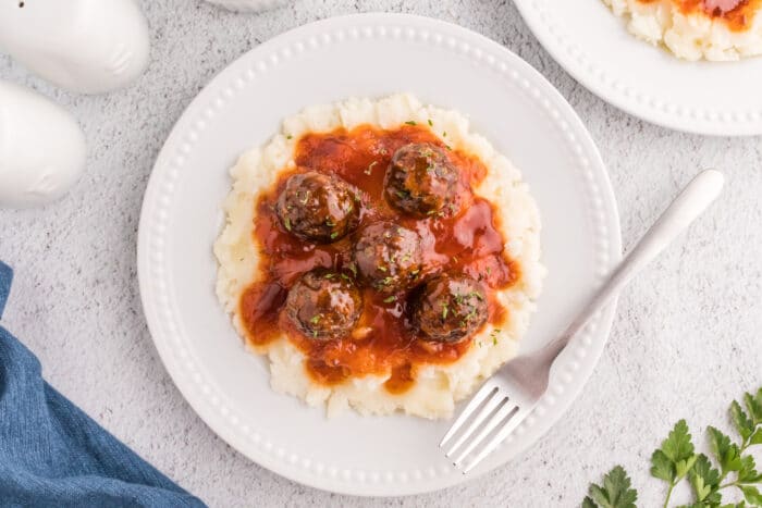 The Sweet And Sour Meatballs over rice.