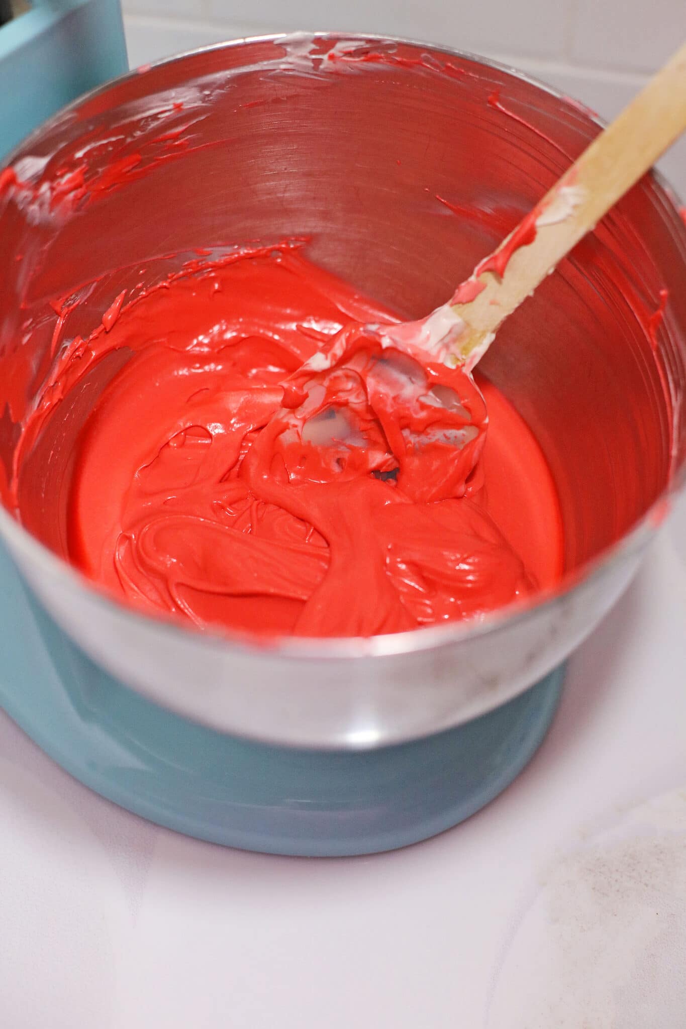 red cheesecake batter