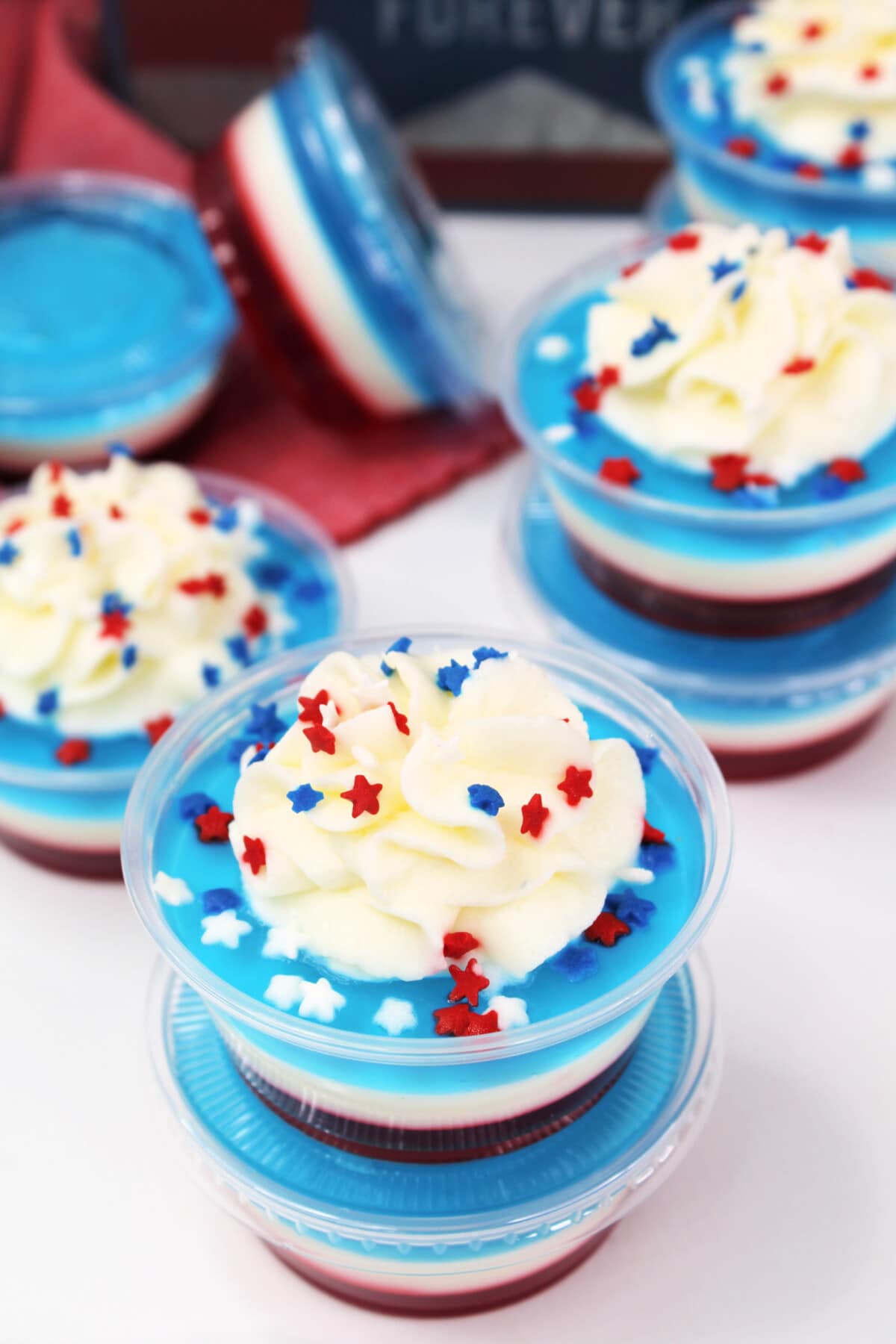 top of layered 4th of july jello shots