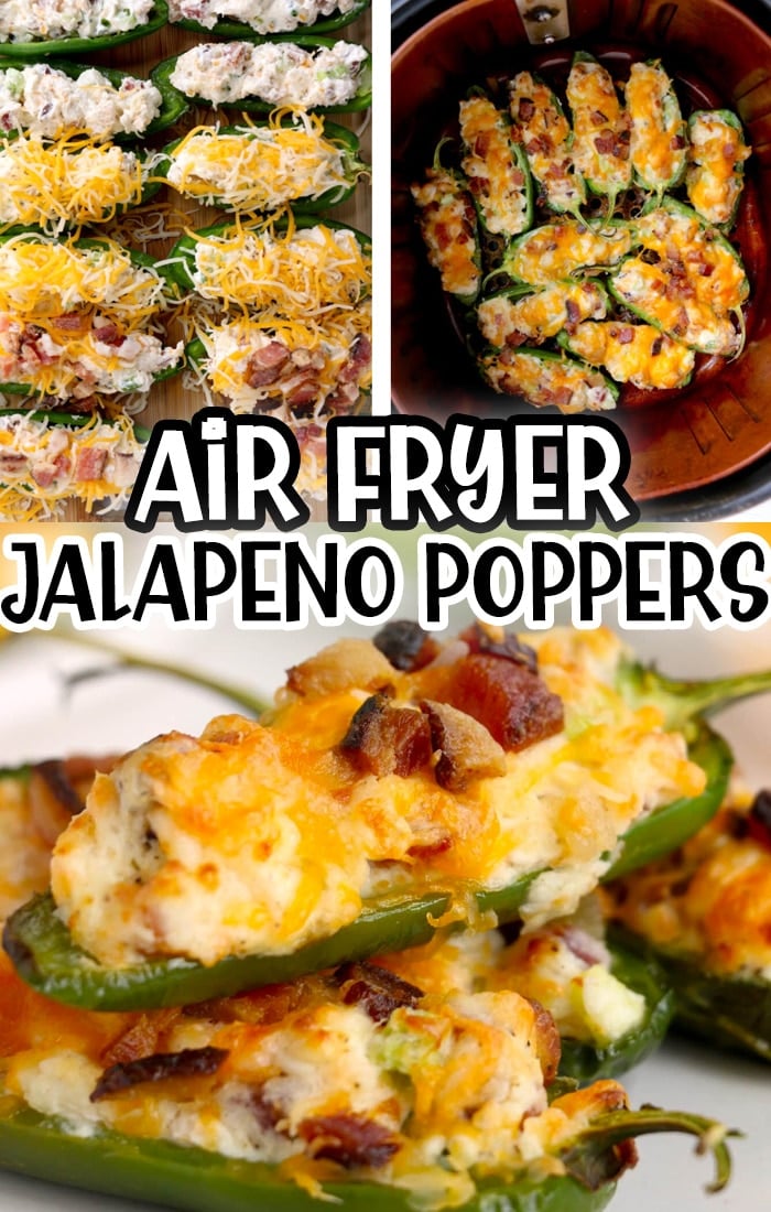 Air Fryer Jalapeno Poppers are the perfect appetizer for any occasion. Made with fresh jalapenos, cream cheese, bacon and colby jack cheese, these poppers are so easy to make, just pop them in the air fryer and enjoy.