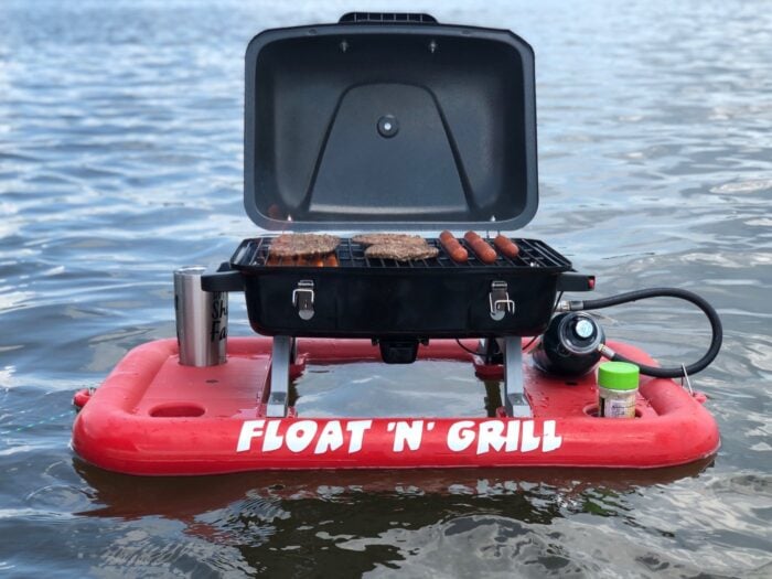 Float 'n' Grill in red.