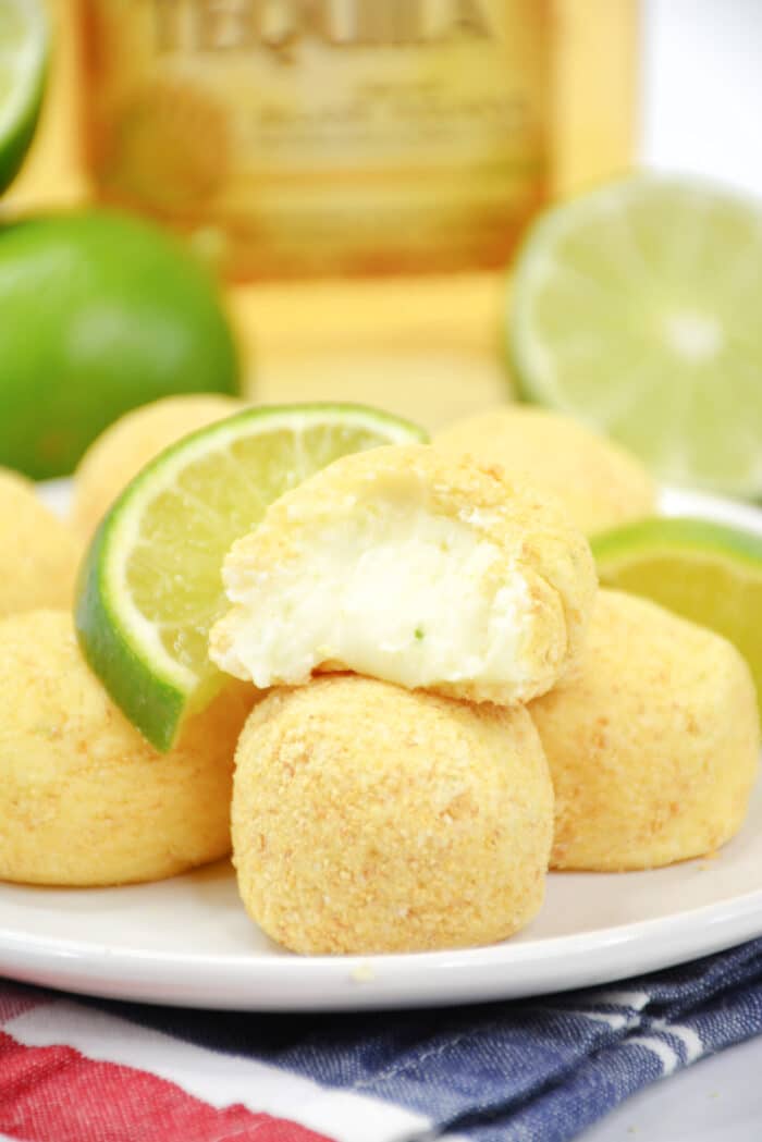 Margarita Truffles with a bite taken out.