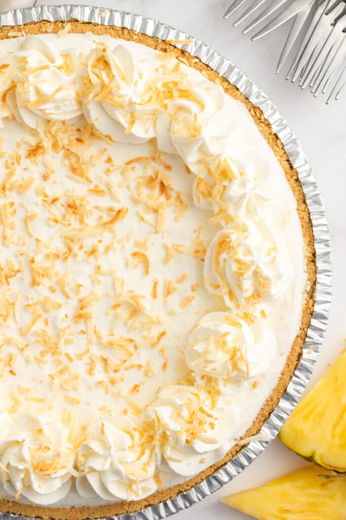 top of pie with coconut