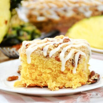 Pineapple Crumb Sheet Cake with a icing drizzle.