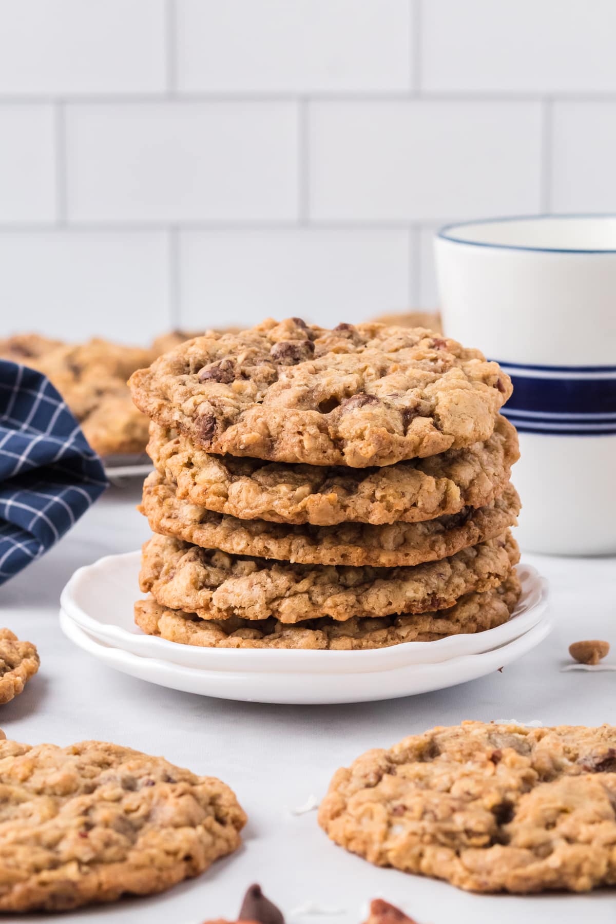 A stack of cowboy cookies