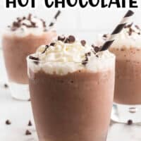 With just 3 ingredients, this Frozen Hot Chocolate is perfect for hot summer days! All you need is milk, hot cocoa mix, ice, and 5 minutes to make this cold and refreshing chocolate drink.