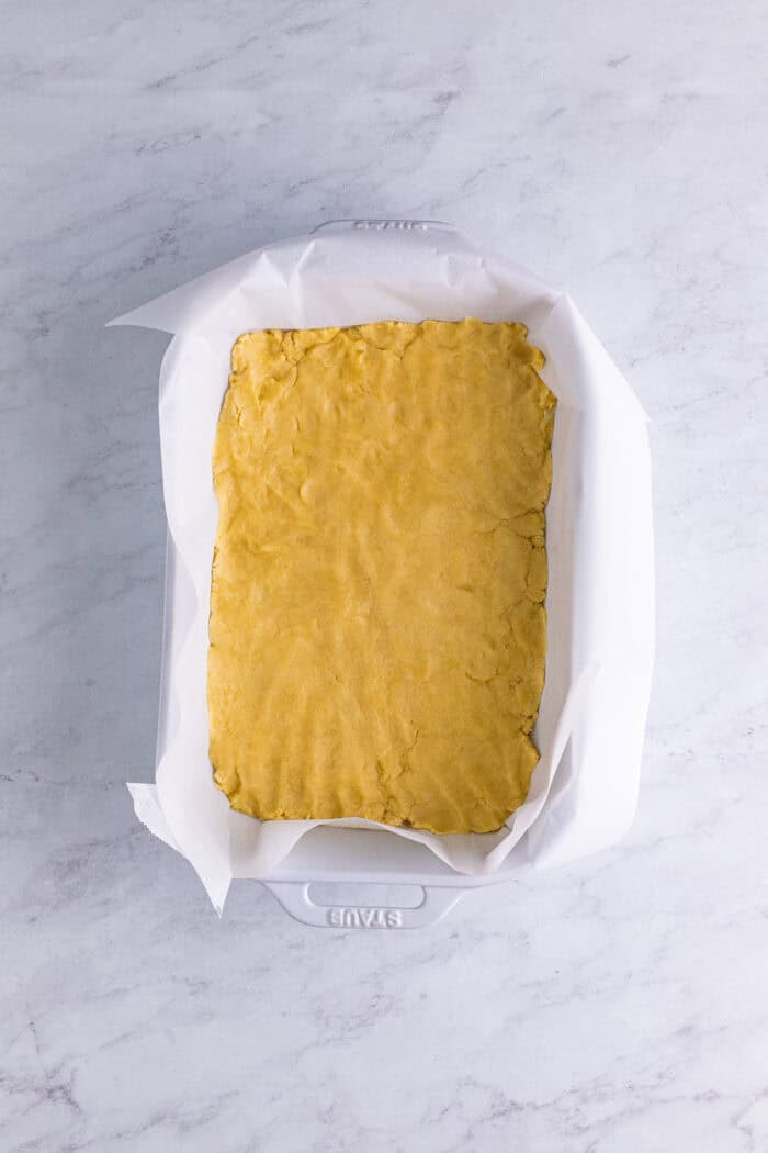Shortbread in a baking pan