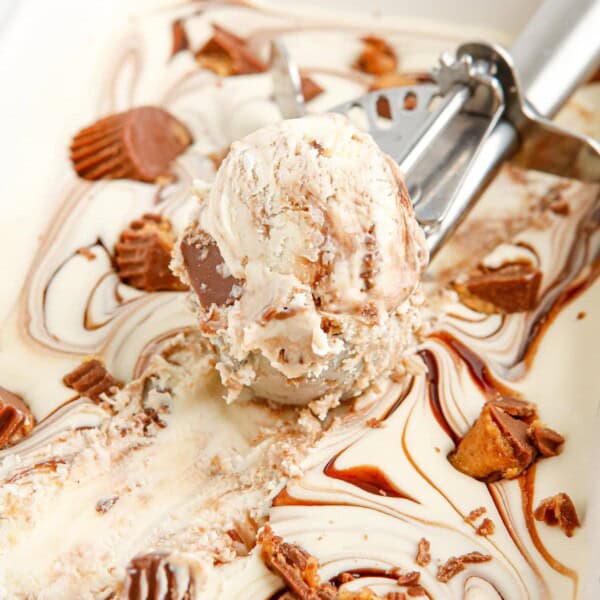 Scooping the Moose tracks Ice Cream.
