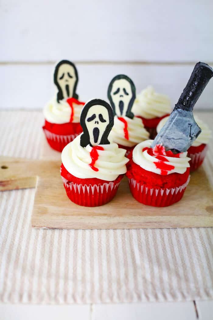 Scream Cupcakes on a counter top.