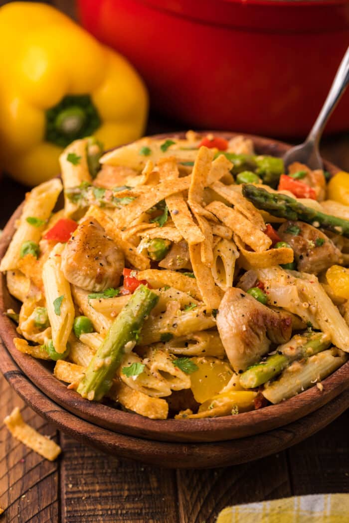 Spicy Chicken Chipotle Pasta in a bowl.