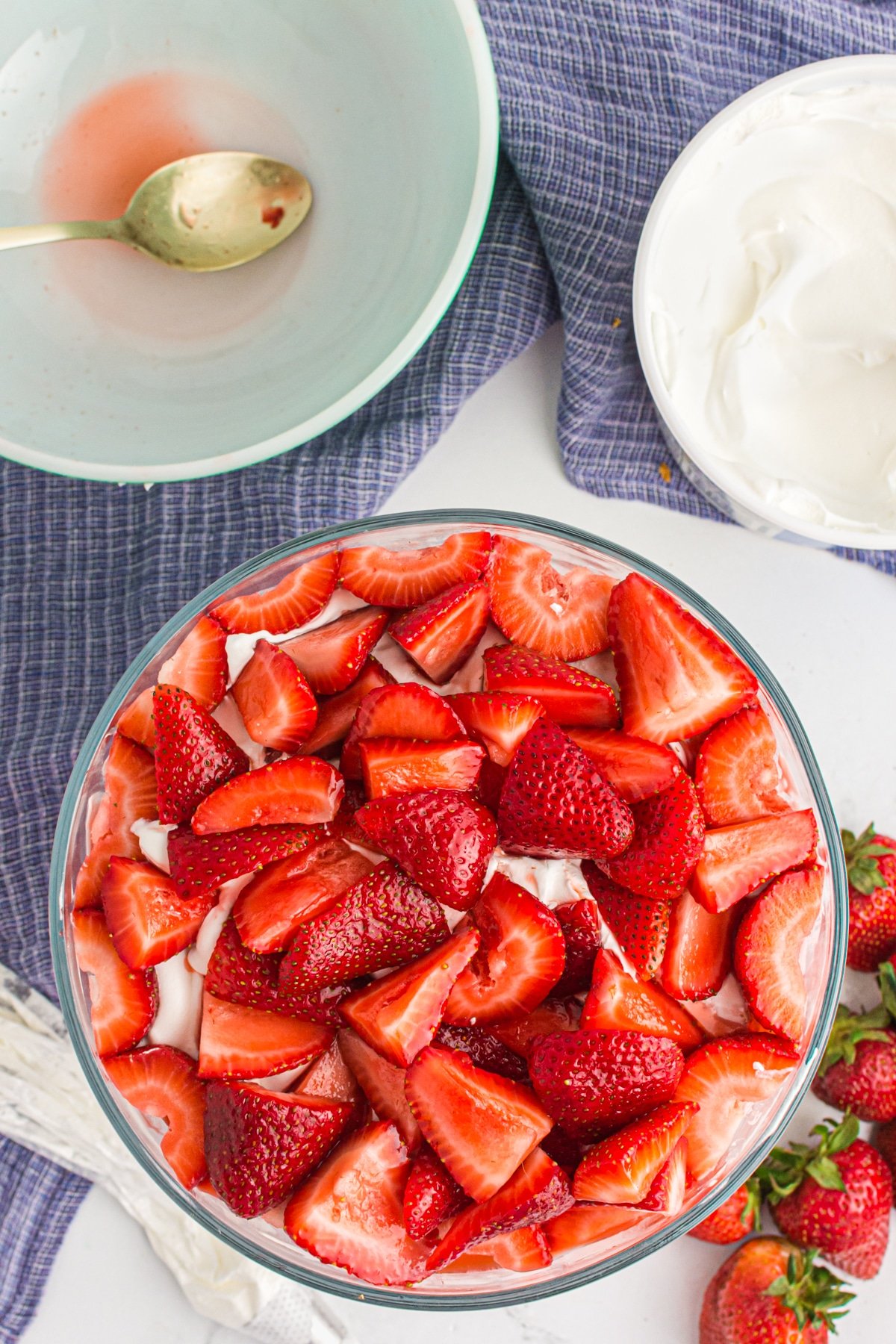 Layering with strawberries.