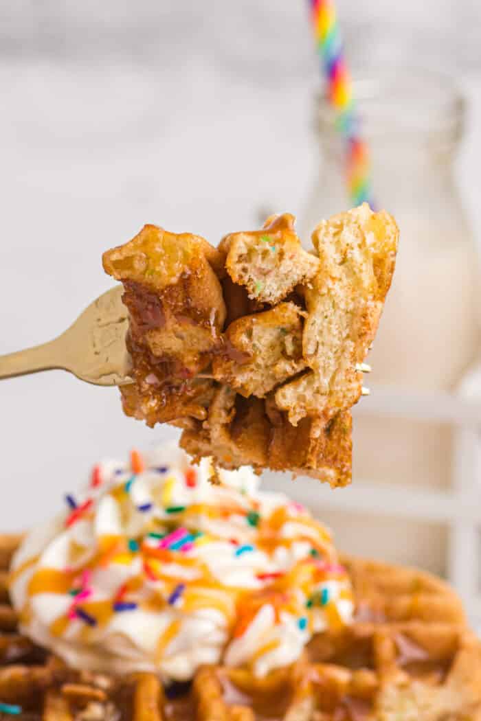 Waffle Bite on a Fork