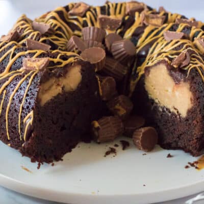 Chocolate Peanut Butter Bundt Cake feature