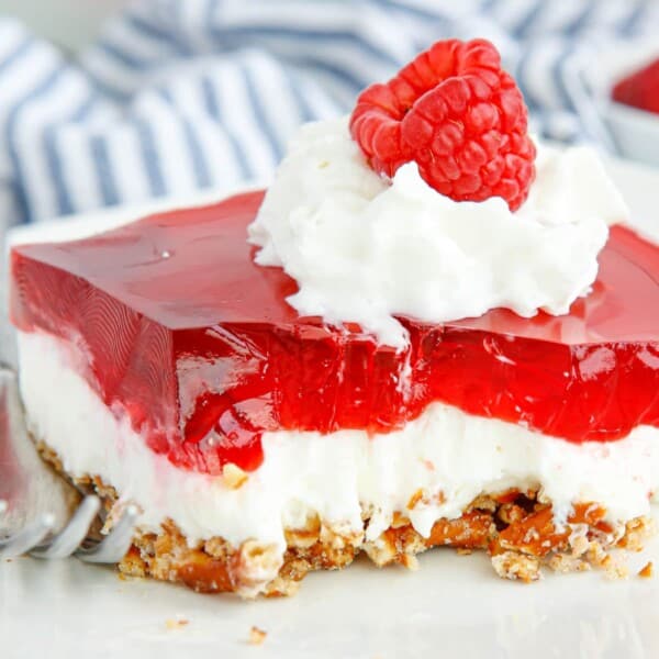 Raspberry Pretzel Salad feature
