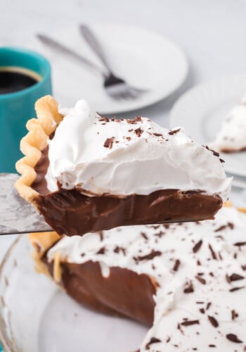 Chocolate pie being served